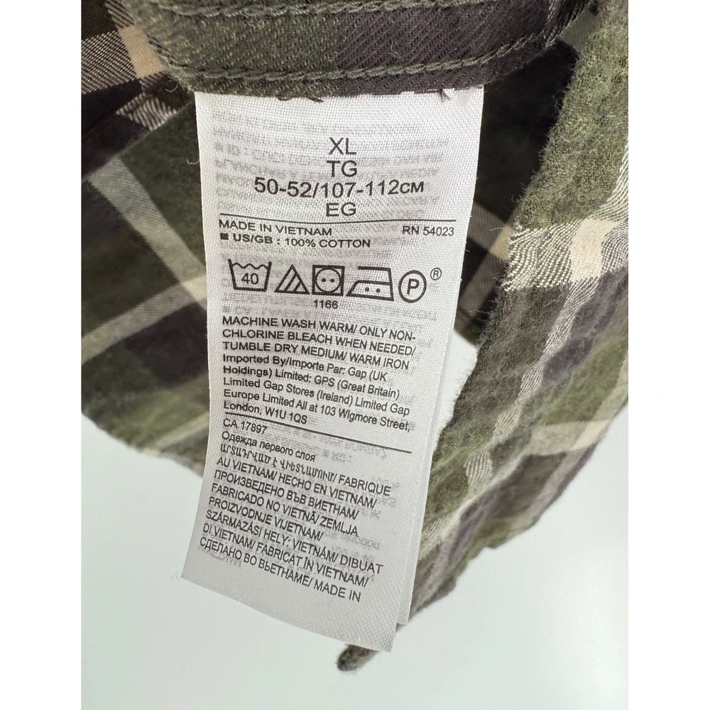 Banana Republic‎ Luxe Flannel Untucked Slim Fit Plaid Button Down Shirt XL